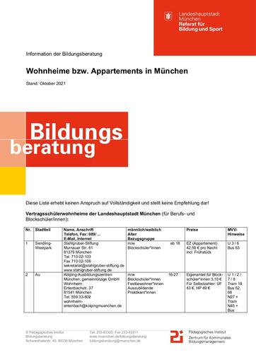 Wohnheime und Appartements in Mnchen